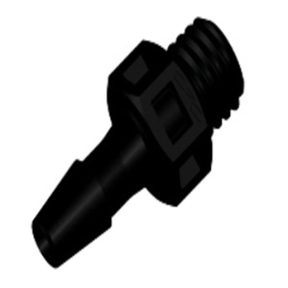 KS431 Straight Fitting Black Nylon 1/4-28 UNF X 1/8 HB — Bag of 100
