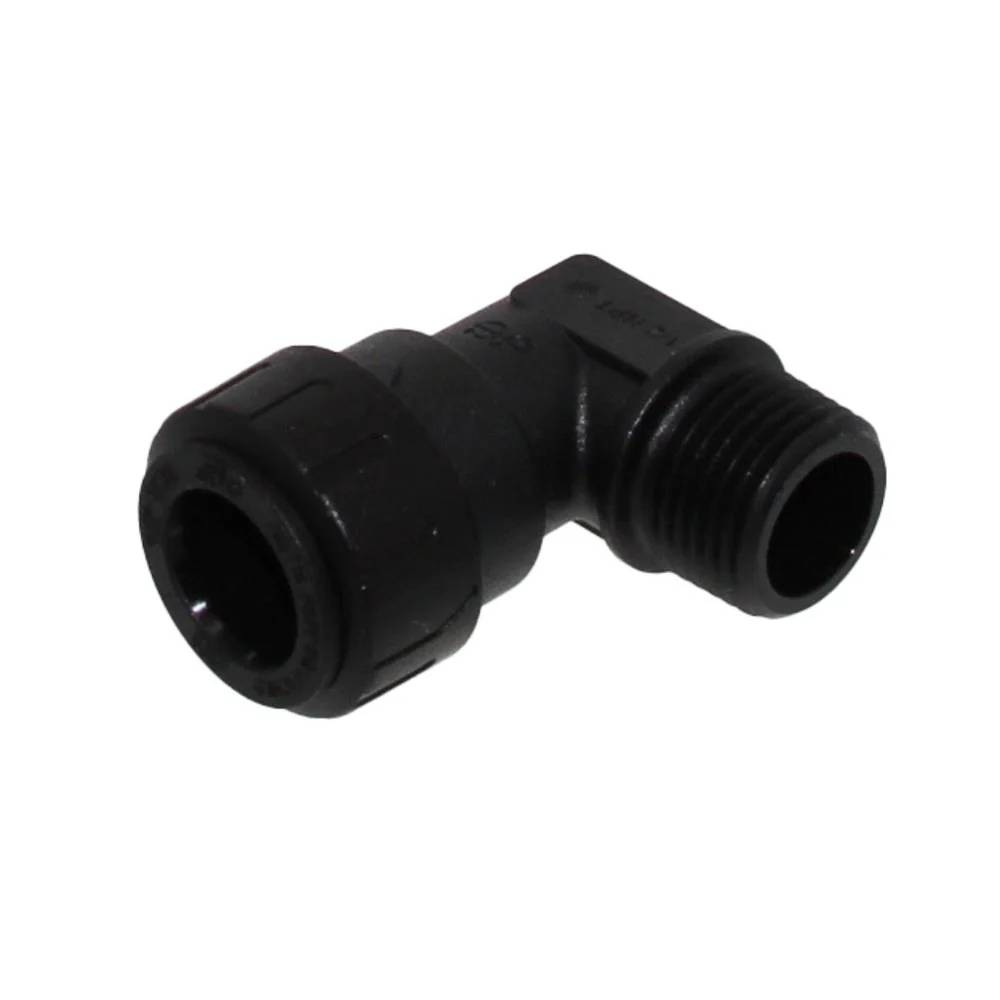 John Guest Black Male Fixed Elbow - 1/2 CTS x 1/2 MPT — Bag of 5