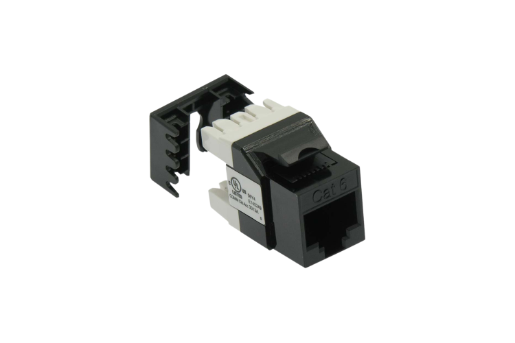 Cat6 RJ45 110 Type 180° Keystone Jack, Black