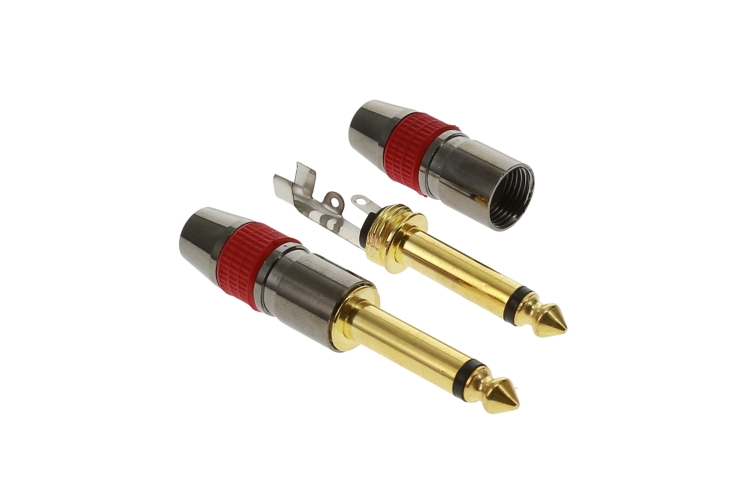 1/4 inch Mono Metal Plug Gold Plated, Red