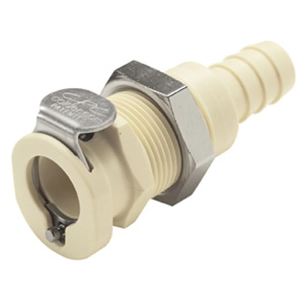 PLCD1600612 Valved Panel Mount Hose Barb Coupling Body 3/8 ID Barb — Pack of 250