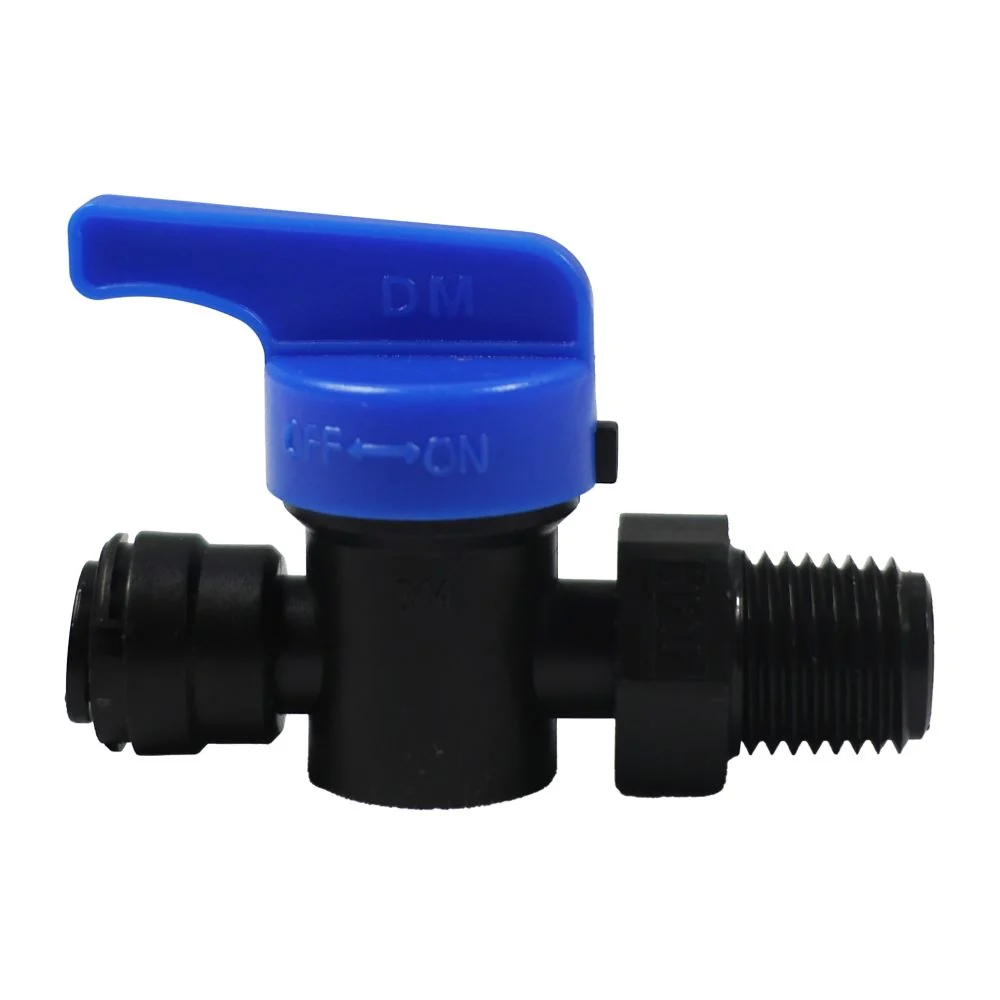 NeoFit Polypro Black Hand Valve Male Connector 1/4" od x 1/4" NPTF — Single