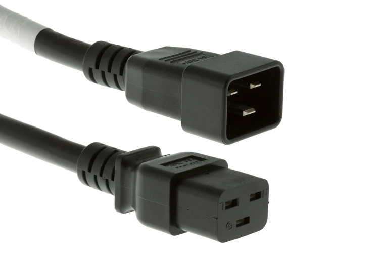 AC Power Cord, C20 to C19, 12 AWG, 1ft Black