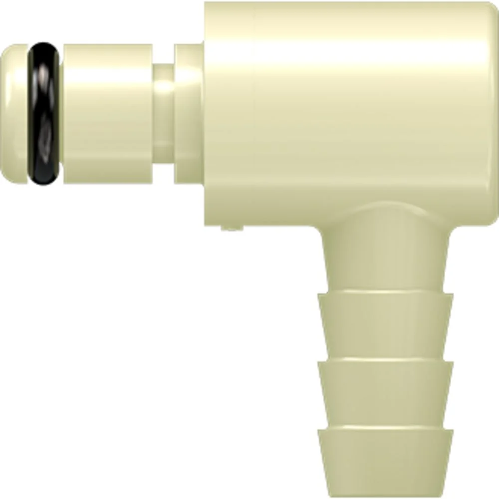 LinkTech 20PP Series Elbow Male, Non-valved, 1/4" HB, Molded Almond Color, Polypropylene, EPDM — Single