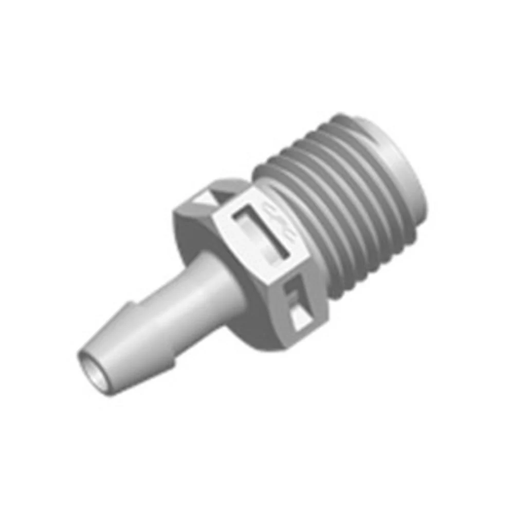 FitQuik PVDF (Kynar) Thread to Tube Straight Fitting - 1/4 NPT to 3/16 ID Barb — Pack of 1000