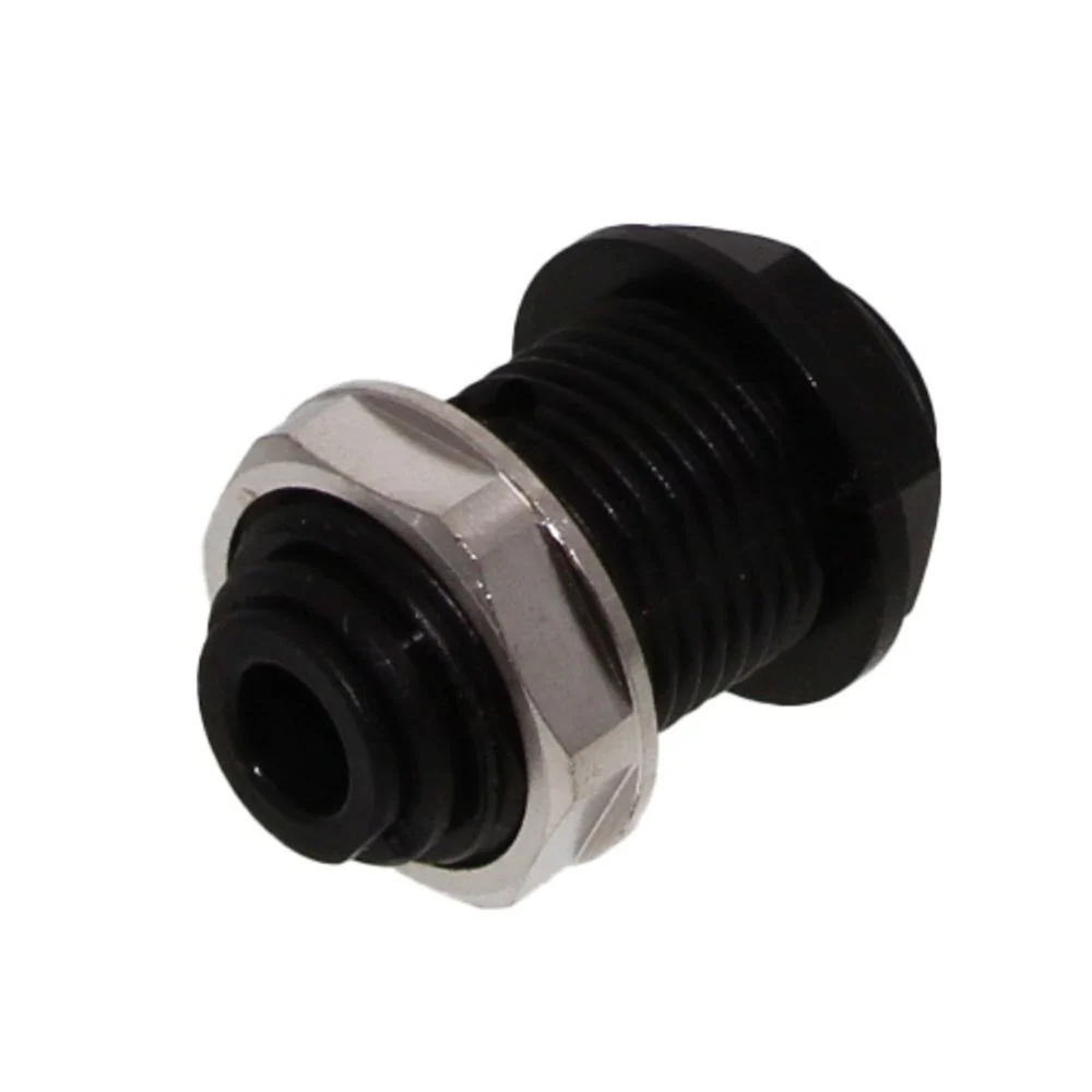 John Guest Bulkhead Connector BLACK ACETAL - 8mm x 8mm — Box of 100