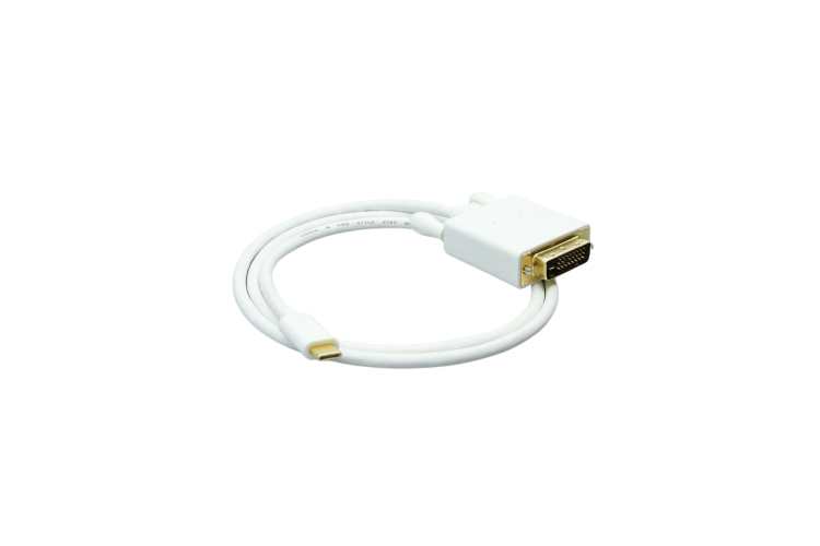 USB Type C to DVI Male v3.1 Cable 1080p, White, 3Ft