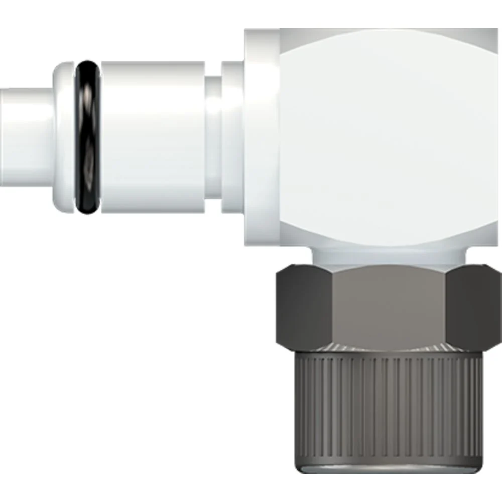 LinkTech 40AC Series Elbow Male, Valved, 3/8" PTF, Natural Acetal — Bag of 100