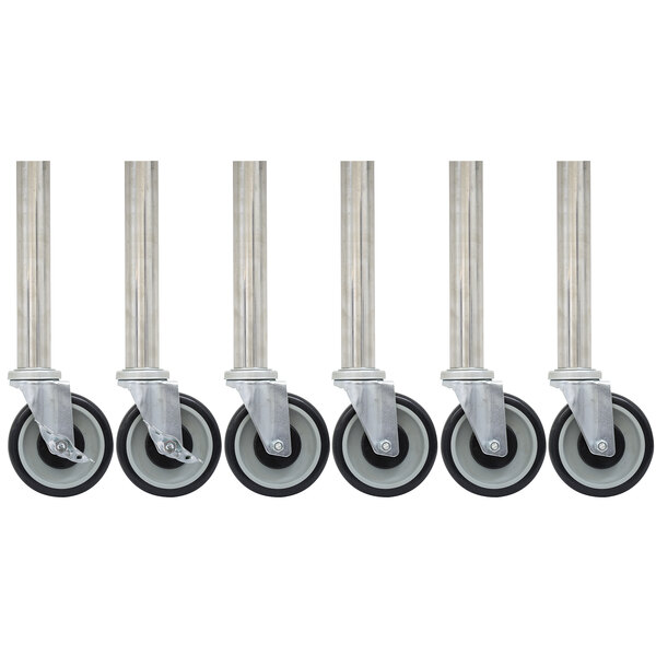 Advance Tabco TA-25S-6 5" Stainless Steel Legs with 5" Swivel Stem Casters - 6/Case