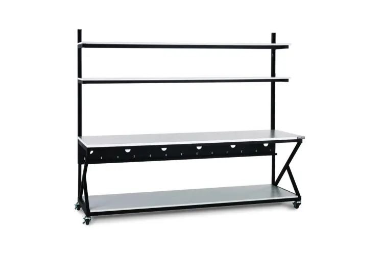 Kendall Howard 96in Work Bench With Upper and Full Bottom Shelf