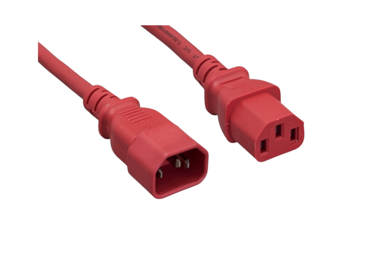 Power Cord, C13 toC14, 7 ft, 18AWG, Red
