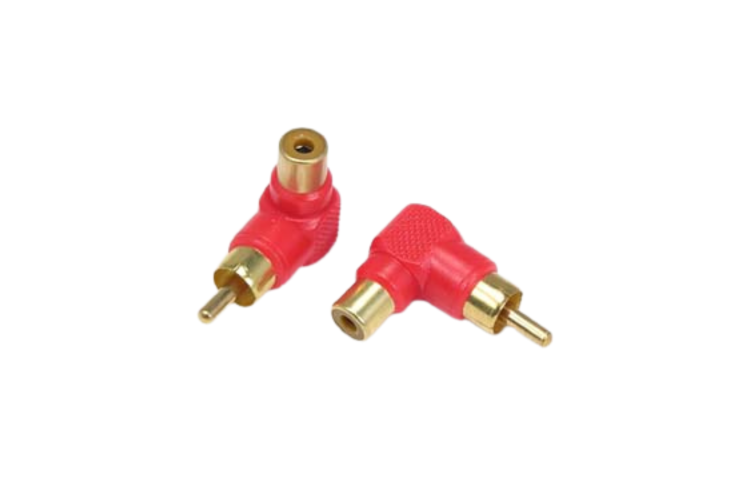 RCA Male to Female Right Angle Adapter, Red