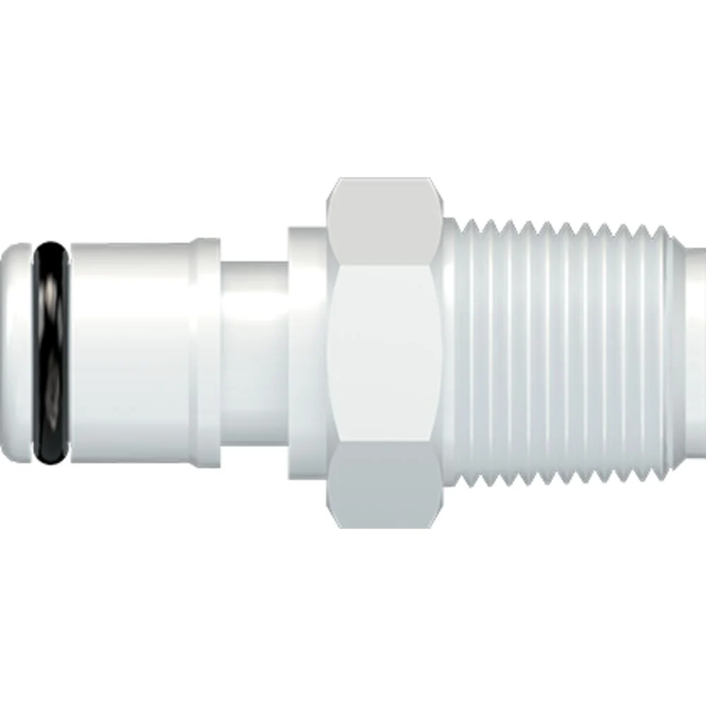 LinkTech 50AC Series Male Thread Male, Non-valved, 1/4" MNPT, Natural Acetal, Buna N — Box of 1000