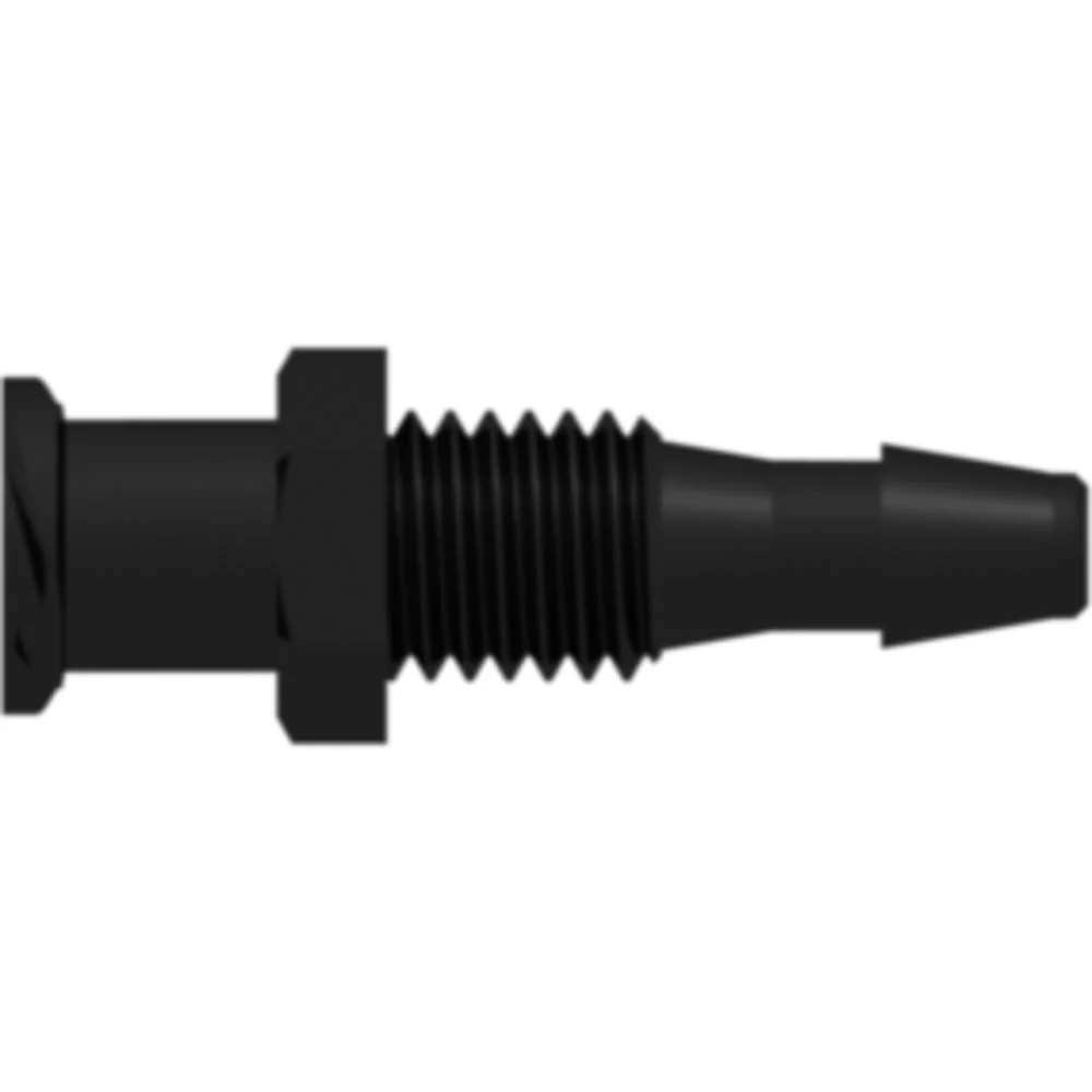 LinkTech Female Luer Thread Style Panel Mount 1/4-28 UNF to 200 Series Barb, 1/8" (3.2 mm) ID Tubing, Black — Bag of 1000