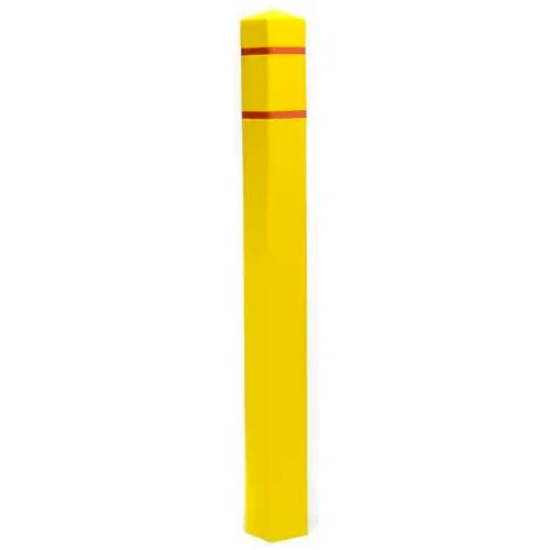 Post Guard® Bollard Cover SQ455YR, 4-1/2"Dia. X 55"H, Yellow W/Red Tape, Square