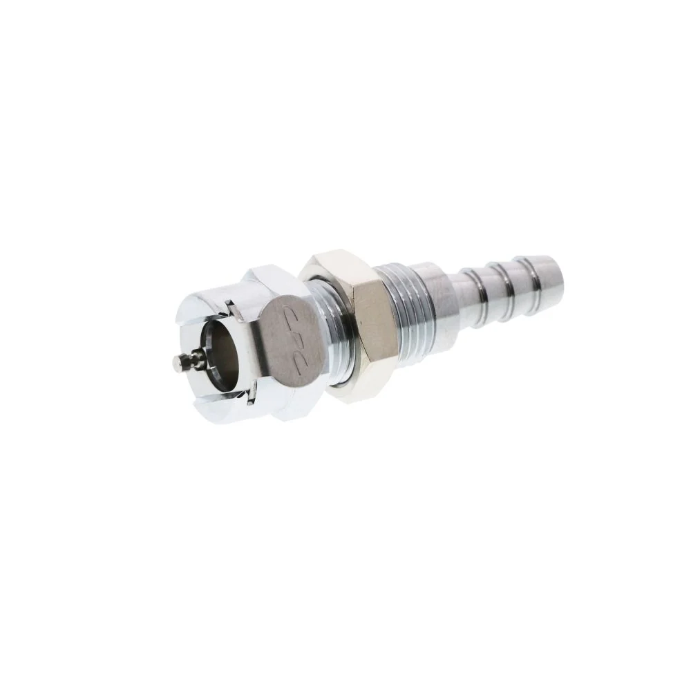 MCD1604 Valved Panel Mount Hose Barb Coupling Body 1/4 ID Barb — Pack of 100