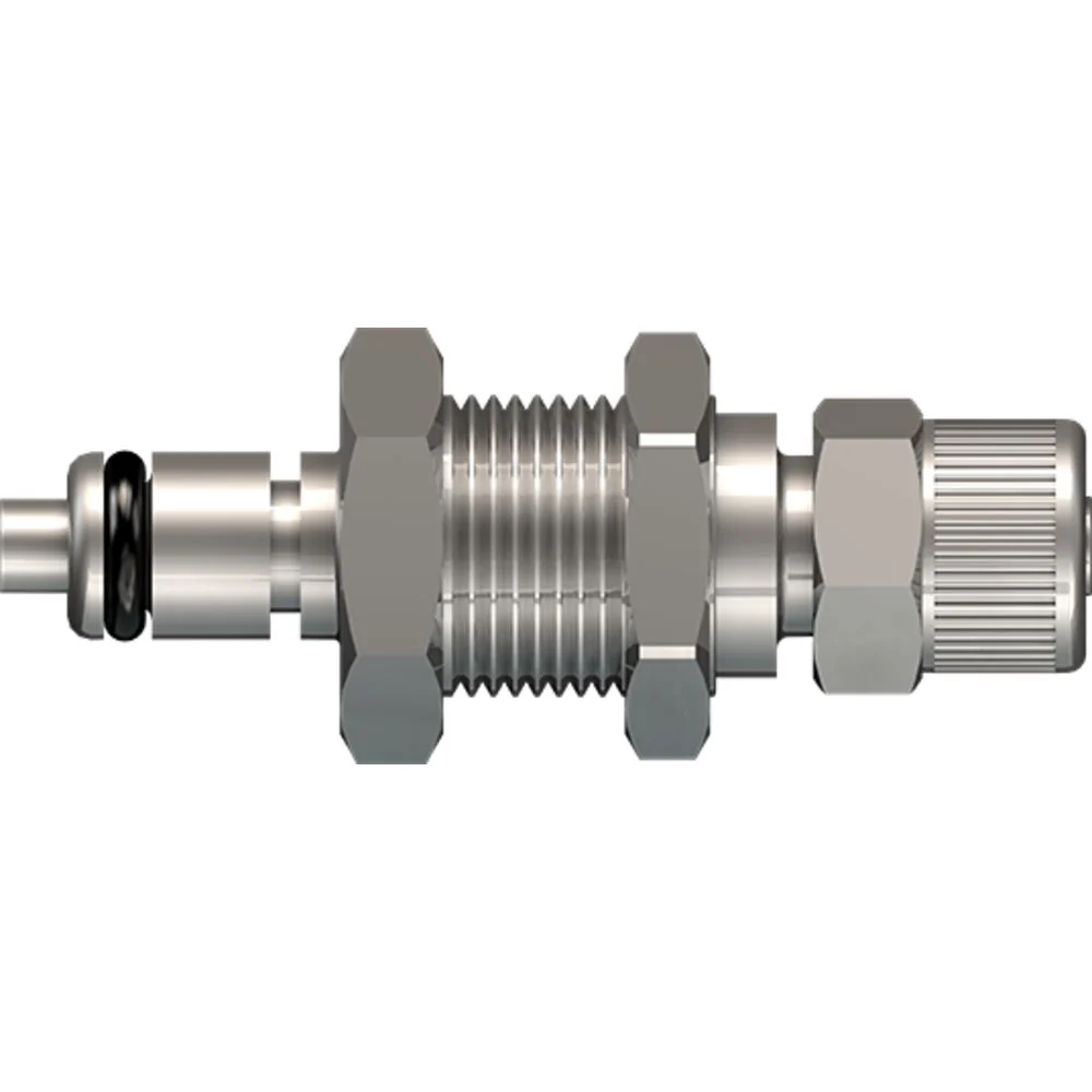 LinkTech 20CB Series Panel Mt. Male, Valved, 1/4" PTF, Chrome Brass, Buna N — Single