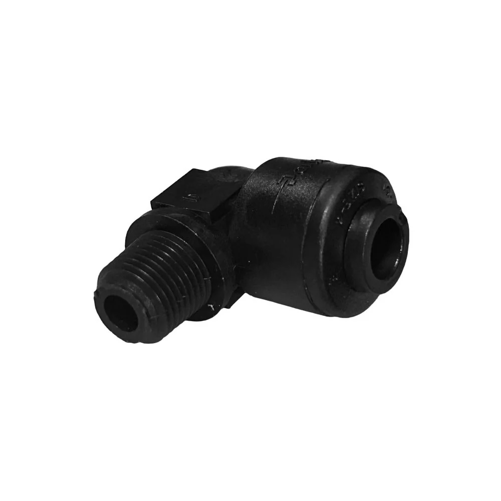 Black Kynar PVDF Male Elbow - 3/8 x 3/8 NPTF — Box of 25