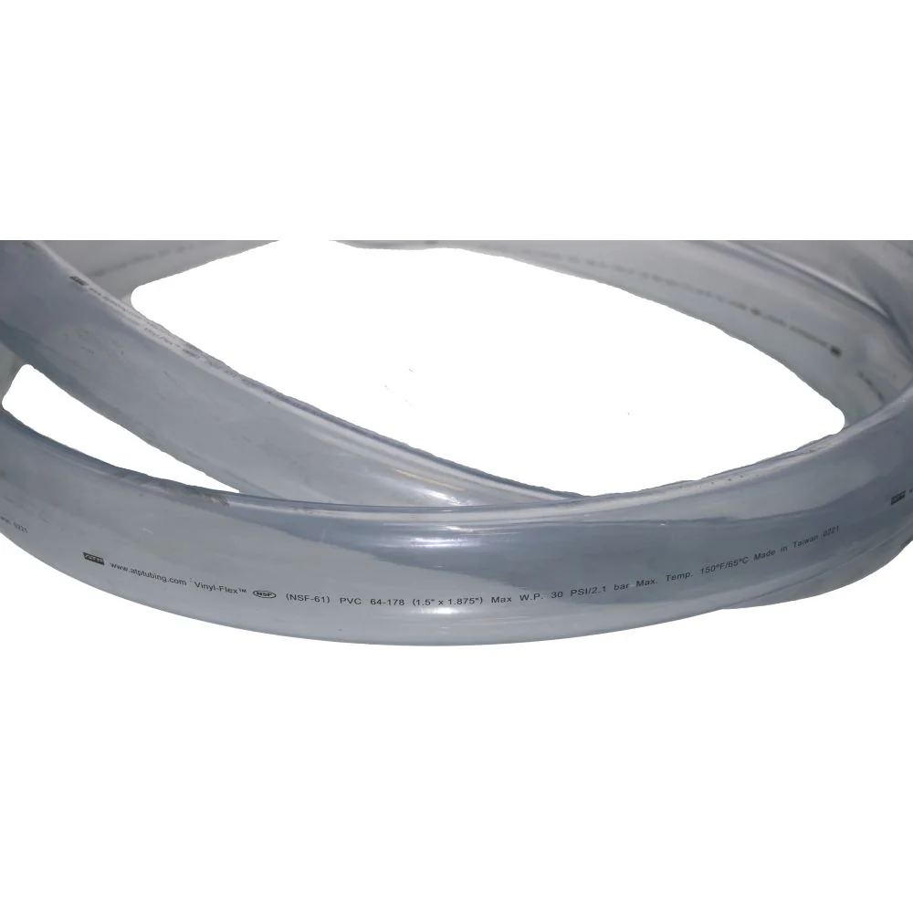 Clear Flexible PVC Tubing 1-1/2 ID x 1-7/8 OD — 50 Feet