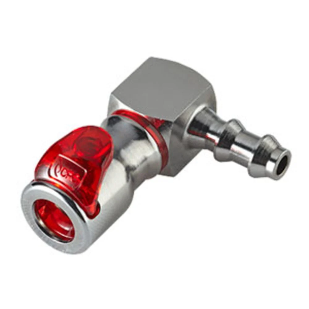 LQ2D3304LRED Valved Elbow Locking Hose Barb Liquid Cooling Coupling Body 1/4" — Pack of 100