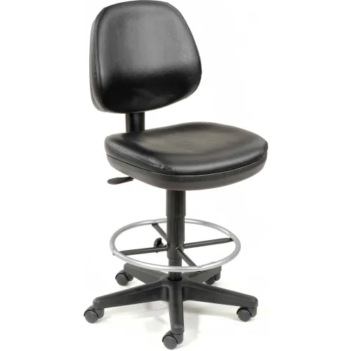 Interion® Vinyl Task Stool, 360° Footrest, Black