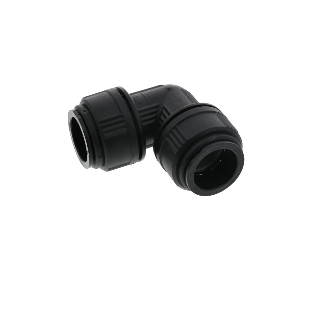 John Guest Union Elbow BLACK ACETAL - 28mm — Bag of 10