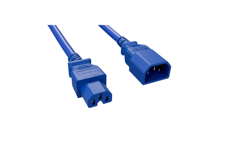 Power Cord, C14 toC15, 5 ft, 14AWG,blue