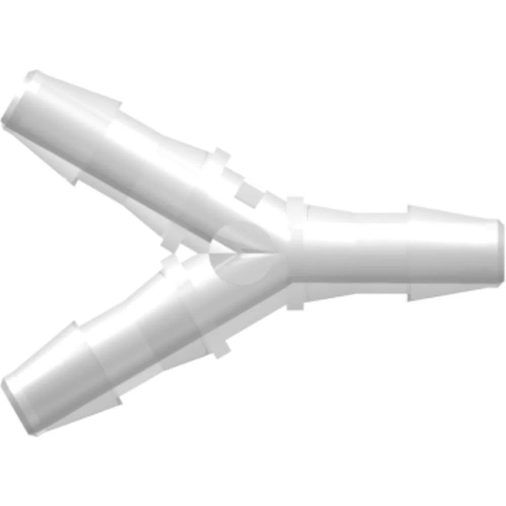 LinkTech Y Tube Fitting with 200 Series Barbs, 5/32" (4.0 mm) ID Tubing, Natural Polypropylene — Bag of 1000