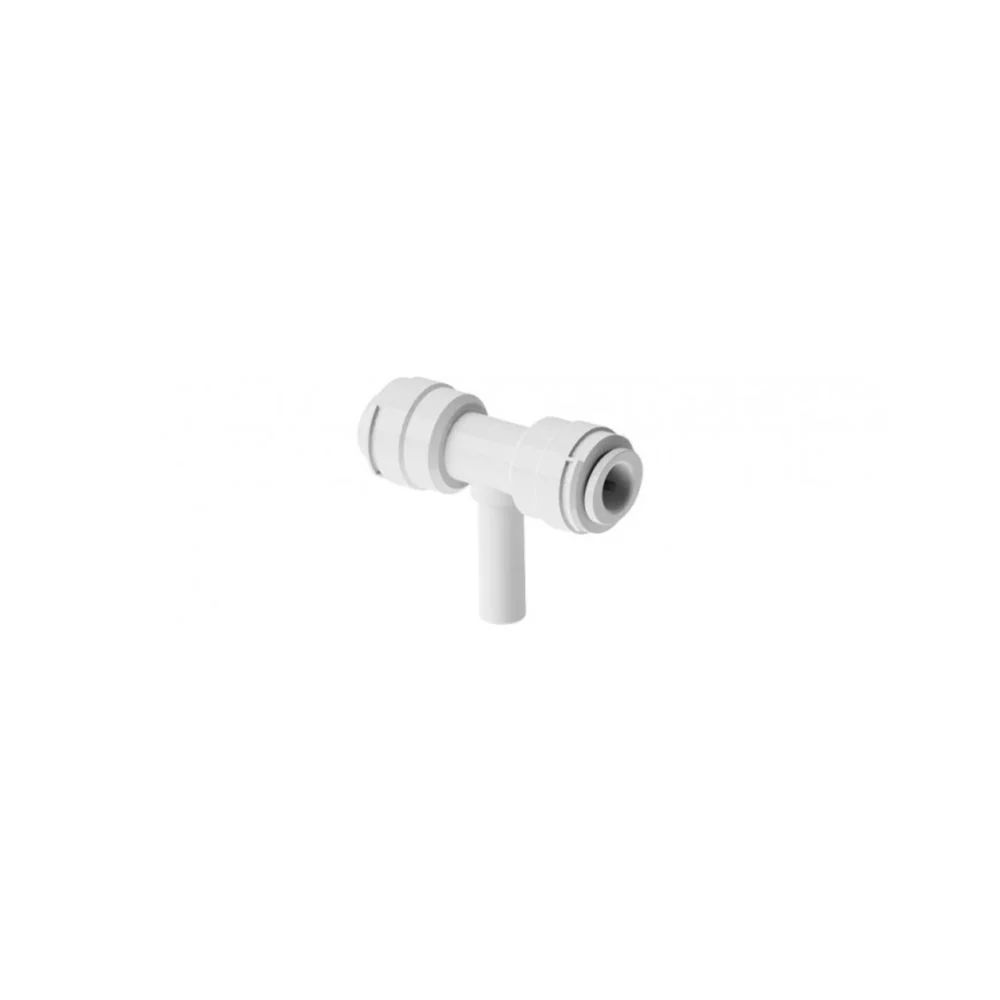 DMfit Branch Stem Tee Acetal White - 1/4 QC x1/4 QC x 1/4 OD Stem — Bag of 10