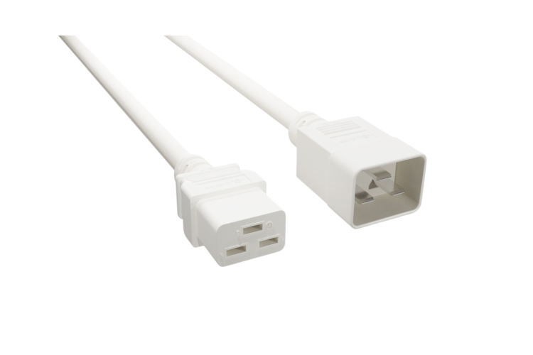 AC Power Cord, C20 to C19, 12 AWG, 3ft, White