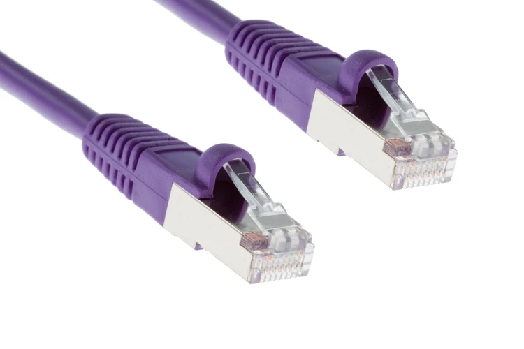 Cat5e Shielded Ethernet Patch Cable, Half-moon Boot, 35 ft, Purple