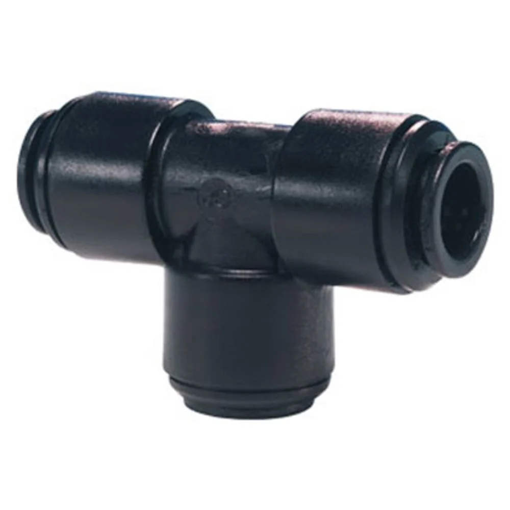 John Guest Union Tee BLACK ACETAL - 12mm — Bag of 10