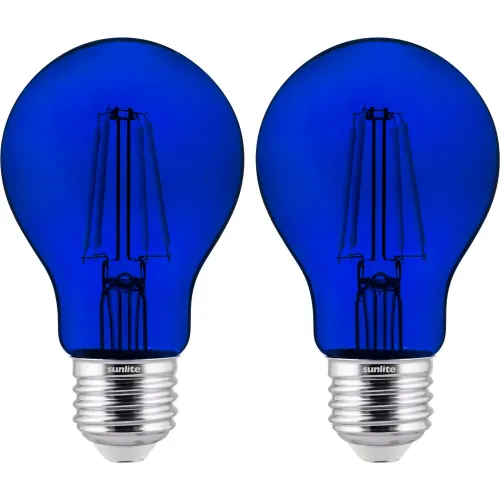 Sunlite® LED A19 Colored Filament Light Bulb, E26 Base, 4.5W, 55 Lumens, Blue, Pack of 2