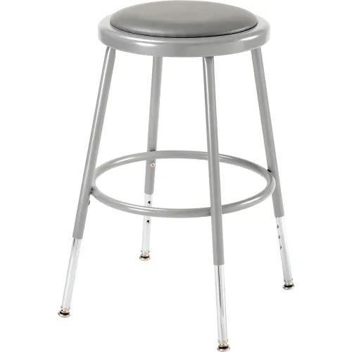 Interion® Steel Shop Stool with Padded Seat - Adjustable Height 19" - 27" - Gray - Pack of 2