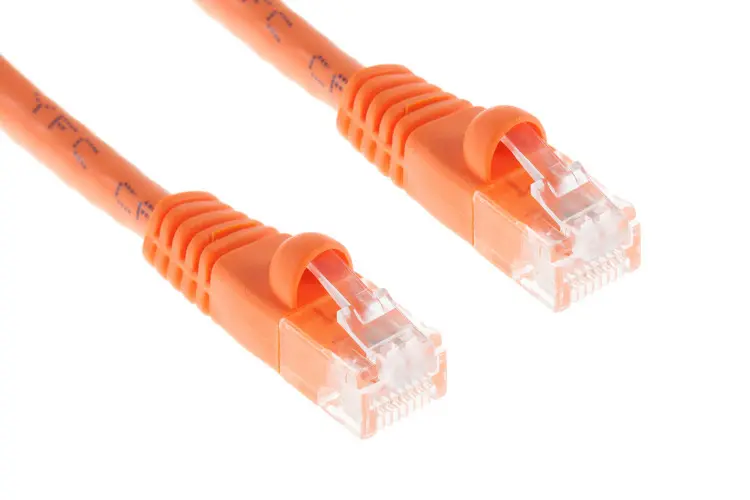 Cat6A Ethernet Patch Cable, Half-moon Boot, UTP, 100 ft, Orange