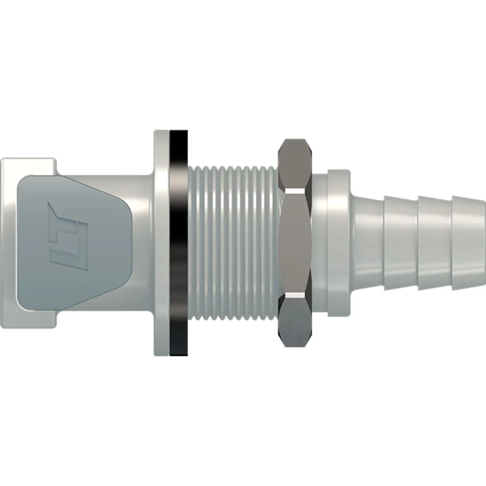 LinkTech 50PP Series Panel Mt. Female, Valved, 3/8" HB, Polypropylene, EPDM — Box of 1000