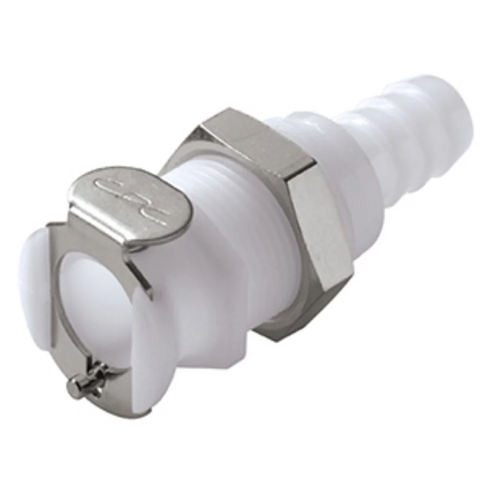 PLC16006 Panel Mount Hose Barb Coupling Body 3/8 ID Barb — Bag of 25