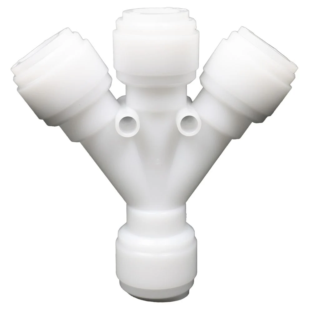 NeoFit Acetal White Three Way Divider 1/2" tube x 1/2" tube — Single