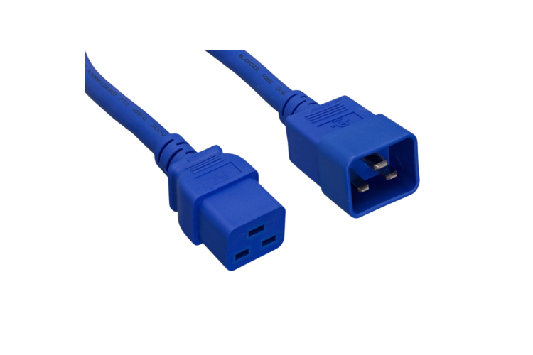 AC Power Cord, C20 to C19, 12 AWG, 7ft, Blue