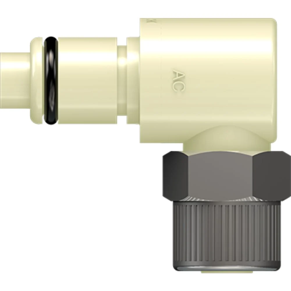 LinkTech 40PP Series Elbow Male, Valved, 3/8" PTF, Molded Almond Color, Polypropylene — Single