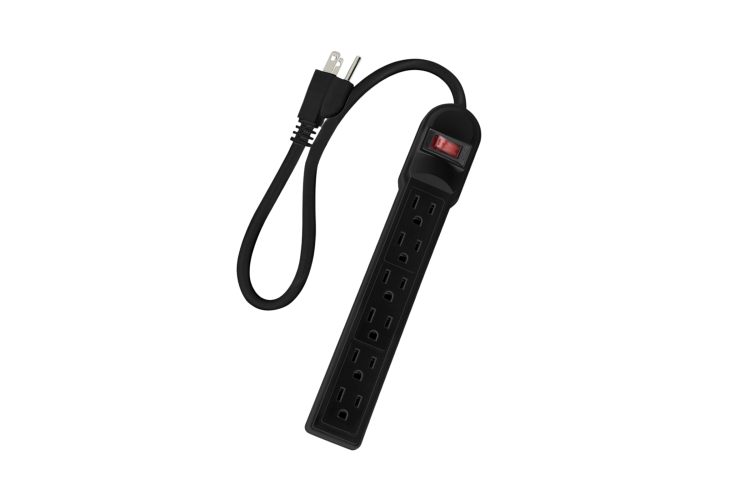 1.5 Ft 6-Outlet Surge Protector 14AWG/3, 15A, 90J Black