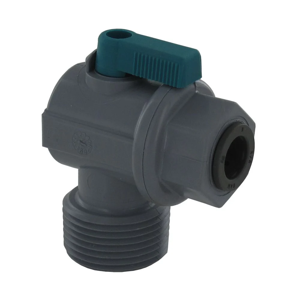 Shut-Off Valve-PVC Elbow Male NPT - 3/8 Push-in x 3/4 Male NPT — 10-Pack