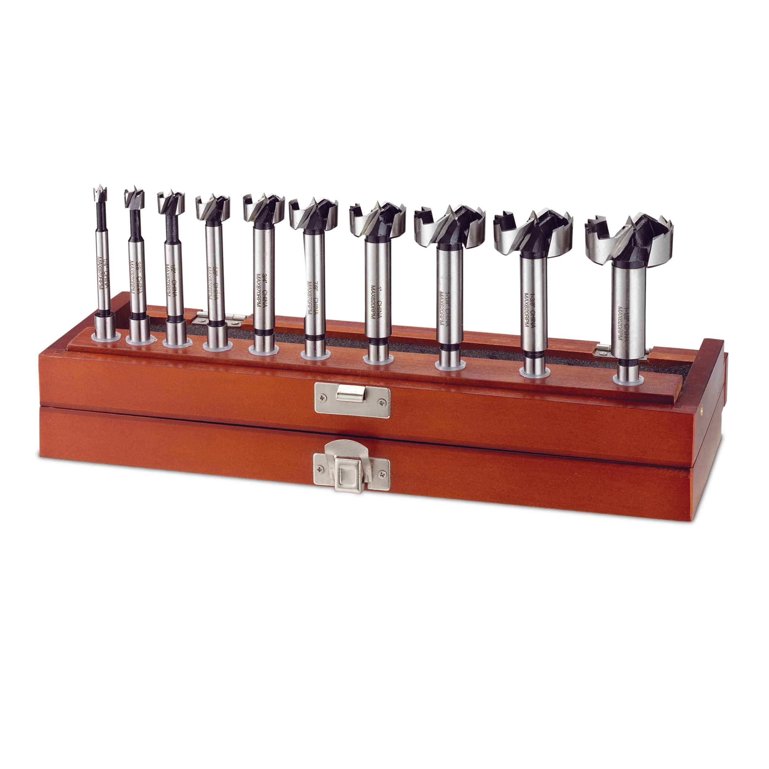 Forstner Bit Set - High-Carbon Steel - Imperial - 10 Piece