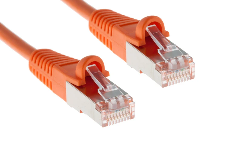 Cat5e Shielded Ethernet Patch Cable, Half-moon Boot, 3ft, Orange