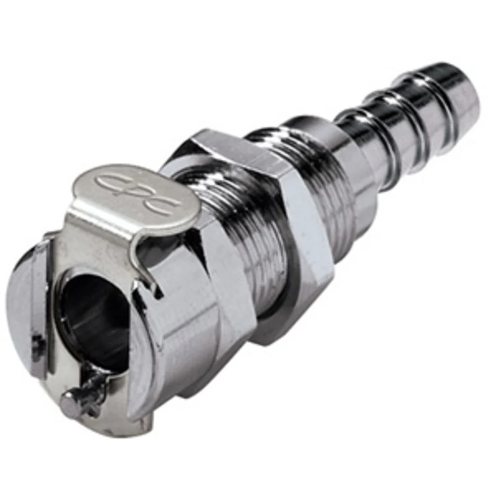 MC1604 Panel Mount Hose Barb Coupling Body 1/4 ID Barb — Bag of 10