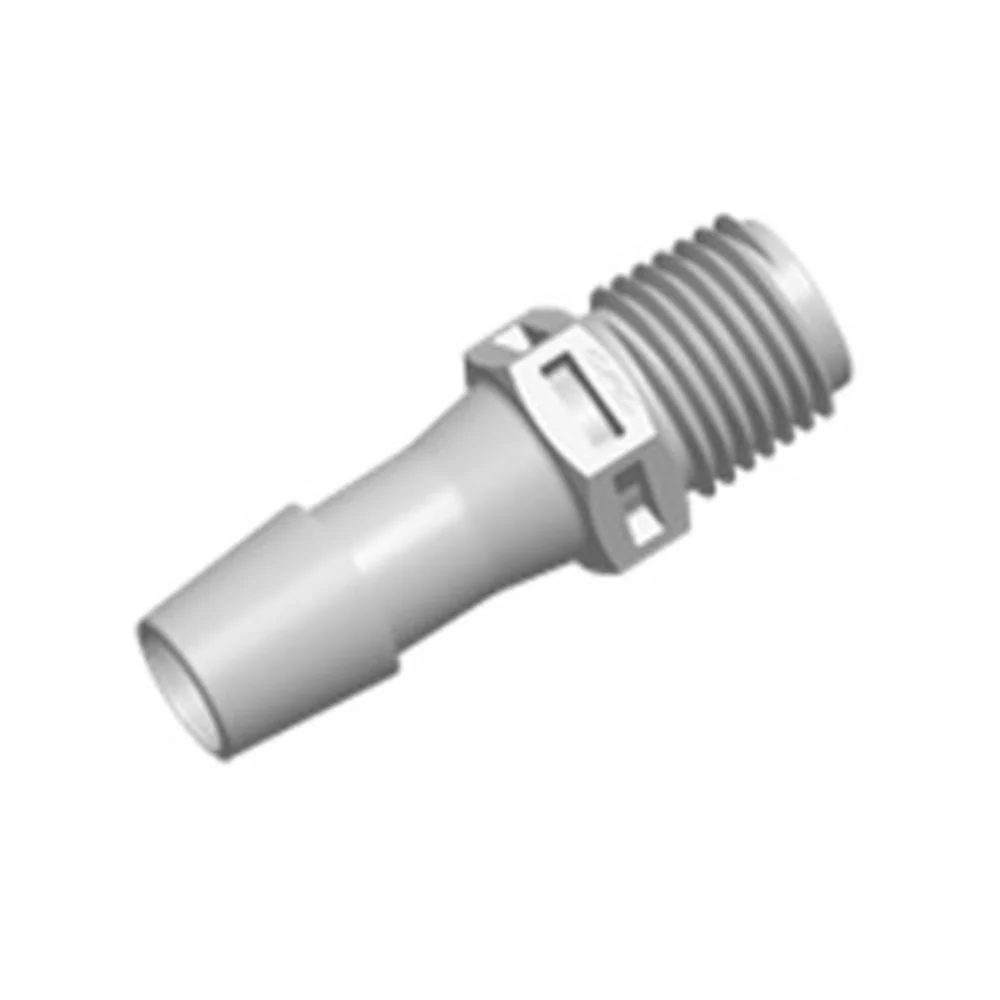 FitQuik PVDF (Kynar) Thread to Tube Straight Fitting - 1/4 NPT to 3/8 ID Barb — Bag of 100