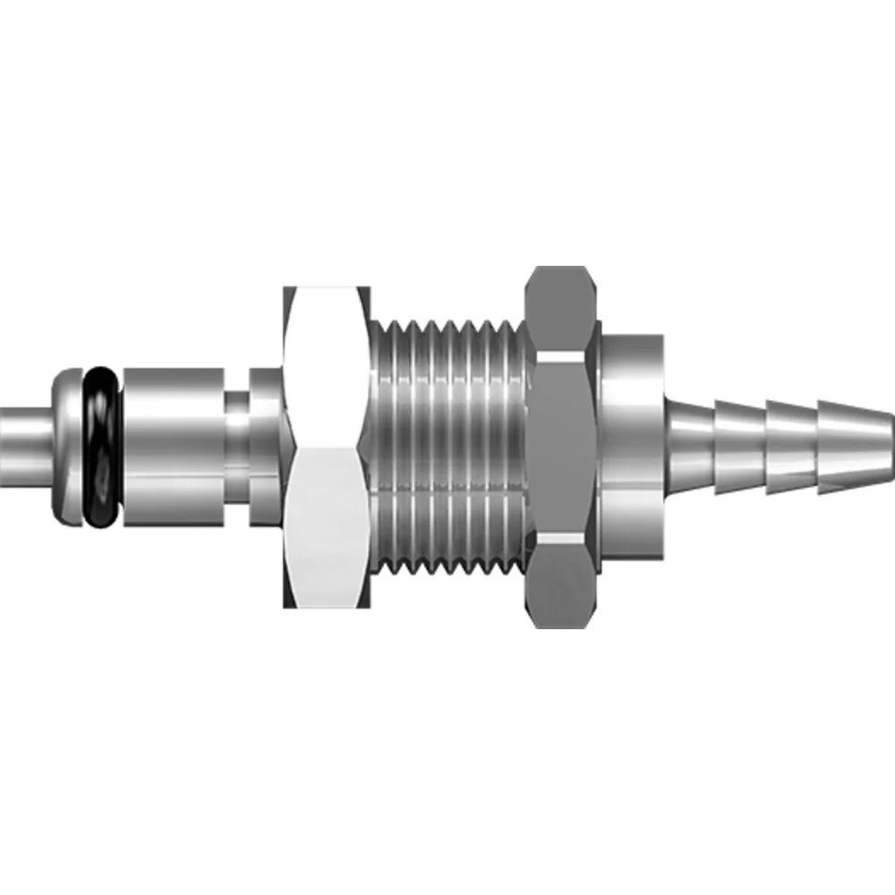 LinkTech 20CB Series Panel Mt. Male, Valved, 1/8" HB, Chrome Brass, Buna N — Bag of 100