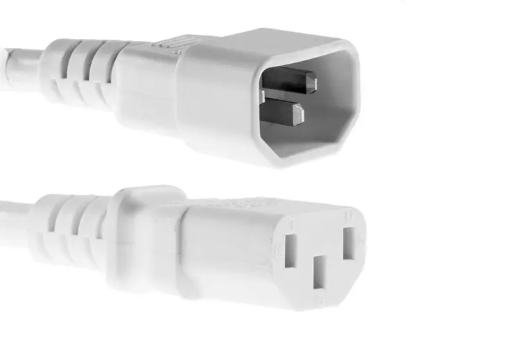 AC Power Cord, C13 to C14, 18 AWG, 6ft, White