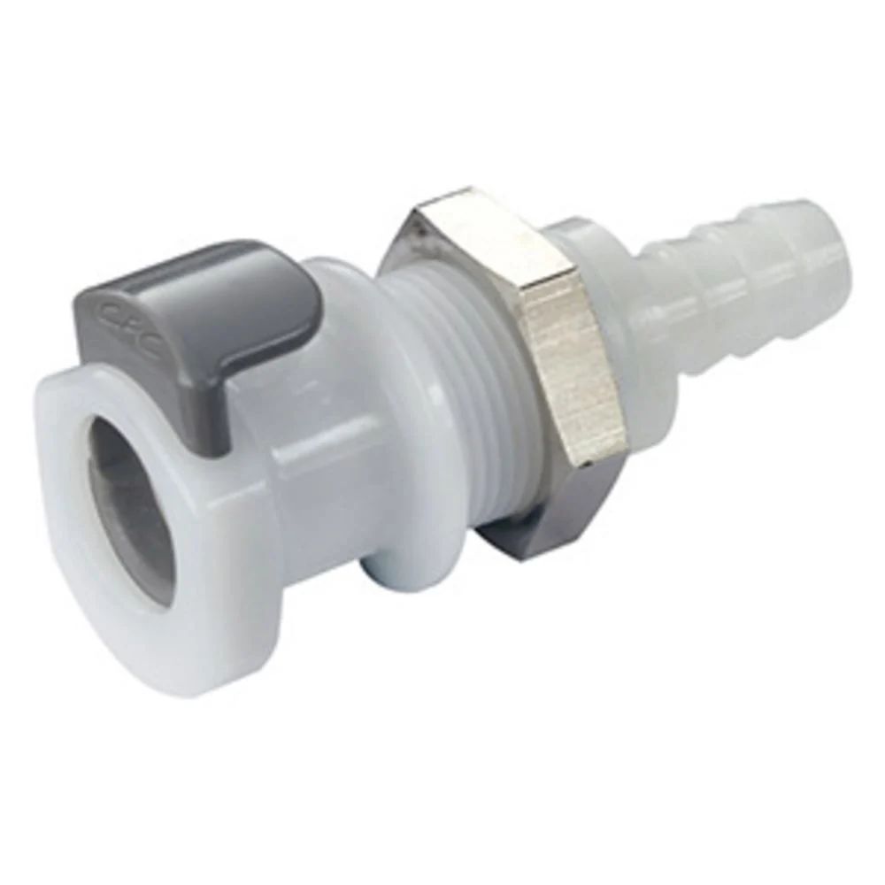 APCD16005 Valved Panel Mount Hose Barb Coupling Body 5/16 ID Barb — Bag of 25