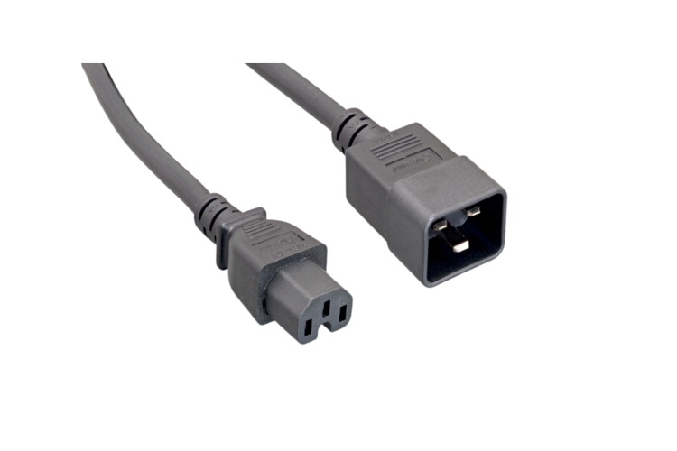 AC Power Cord, C20 to C15, 14AWG, 1ft, Black